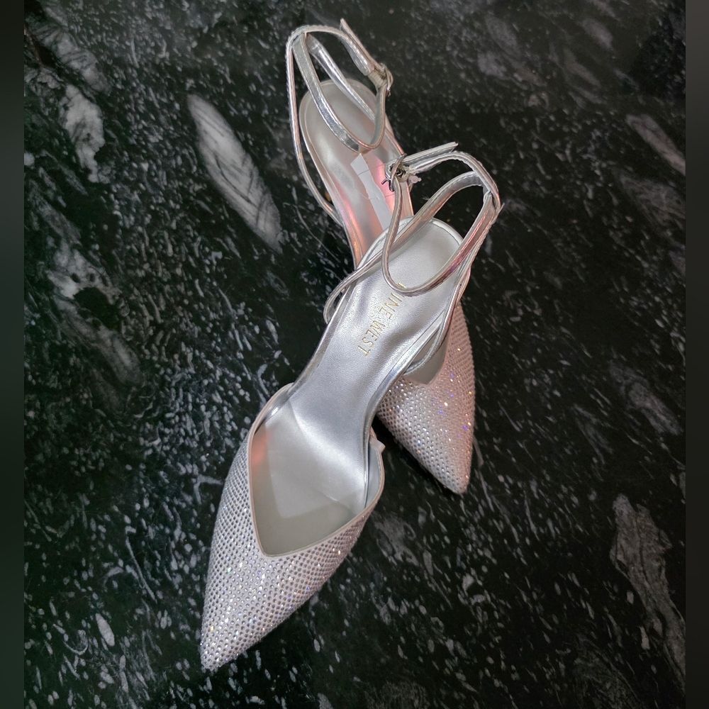 BRAND NEW NINE WEST POINTED TOE RHINESTONE HEELS SANDAL